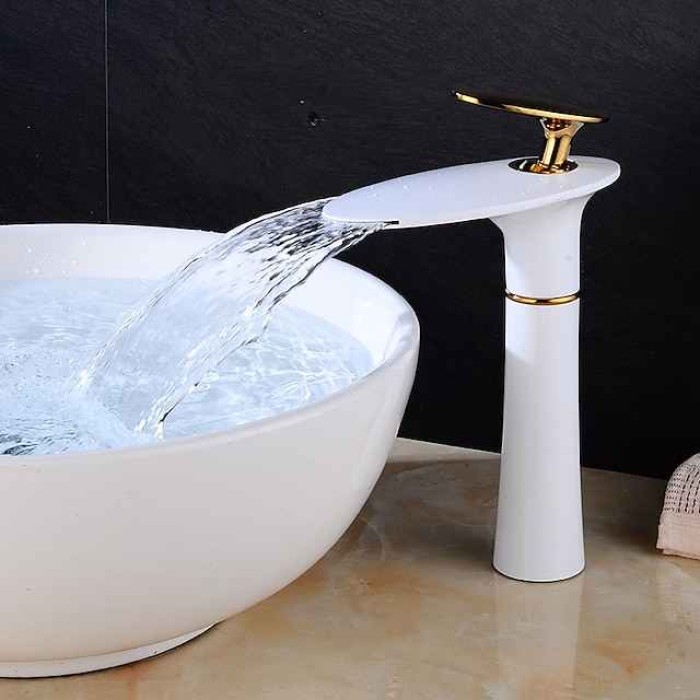 Bathroom Sink Faucet Waterfall Nickel Brushed/Electroplated/Painted Finishes Centerset Single Handle One Hole Bath Taps