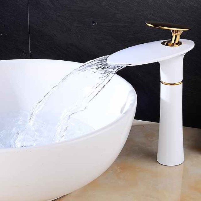 Bathroom Sink Faucet Waterfall Nickel Brushed/Electroplated/Painted Finishes Centerset Single Handle One Hole Bath Taps