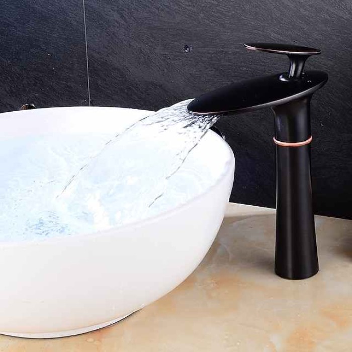 Bathroom Sink Faucet Waterfall Nickel Brushed/Electroplated/Painted Finishes Centerset Single Handle One Hole Bath Taps