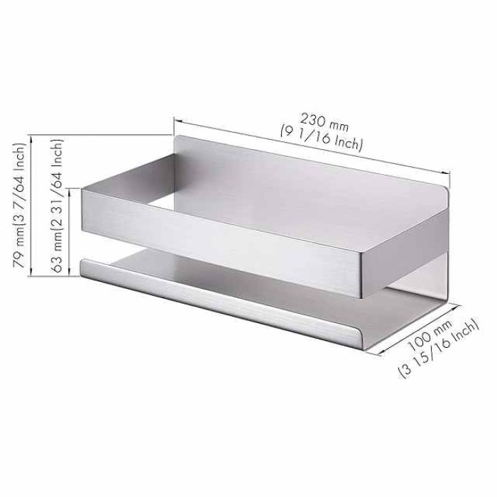 Bathroom Shelf,Self-Adhesive Shower Shelf Stainless Steel Wall-mounted Punch-free Bathroom Storage For Bathroom,Kitchen(Brushed Nickel,Matte Black)