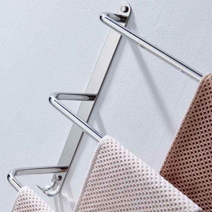 Bathroom Three-layer Shelf with Hooks Stainless Steel Multi-function Towel Rack Polished Silver and Brushed Nickel 1pc