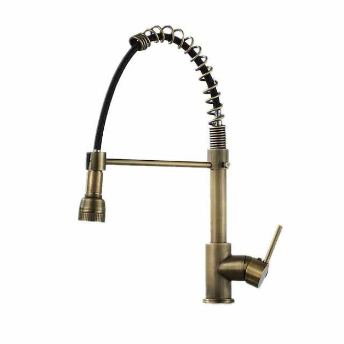 Kitchen Faucet,Brass Pull-out/Pull-down Rotatable Single Handle One Hole Multi-function Water Mode Brass Kitchen Taps with Soap Dispenser