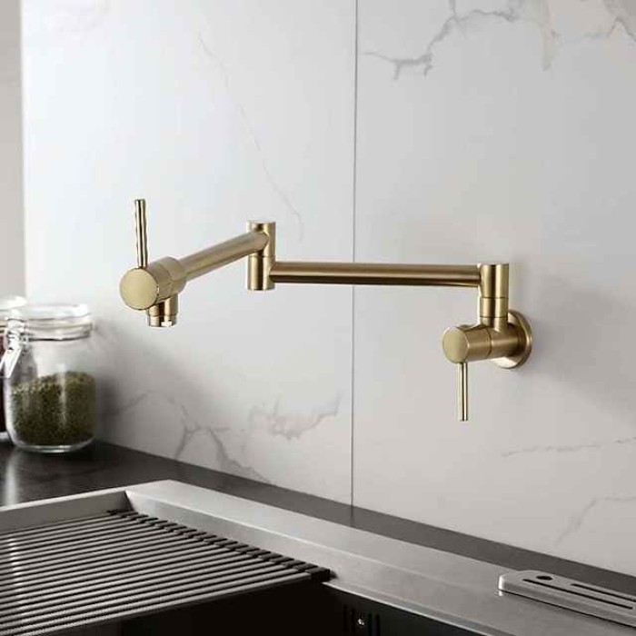 Kitchen faucet - Two Handles One Hole Electroplated Pot Filler Centerset Contemporary Kitchen Taps