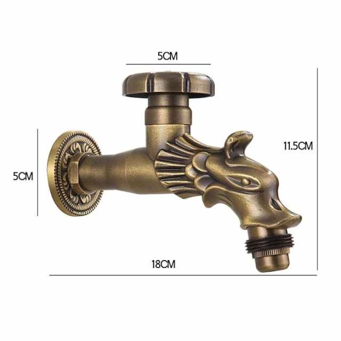 Outdoor Faucet - Patio Wall Mount Antique Brass Widespread Single Handle One HoleBath Taps, 3-Finish Antique Black Gold