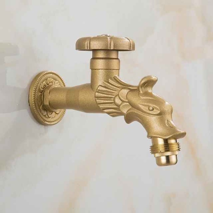 Outdoor Faucet - Patio Wall Mount Antique Brass Widespread Single Handle One HoleBath Taps, 3-Finish Antique Black Gold