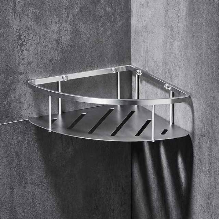 Triangle Bathroom Shelf For Washing Supplies, Wall Mounted, New Design Creative Contemporary Modern Stainless Steel 1pc