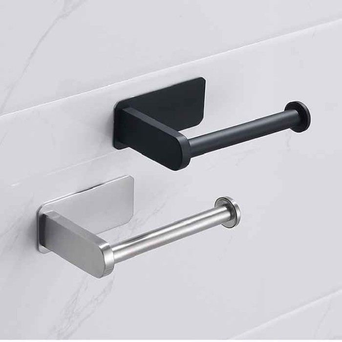 Toilet Paper Holder Self Adhesive 304 Stainless Steel For Bathroom and Kitchen(Black/Brushed Nickel)