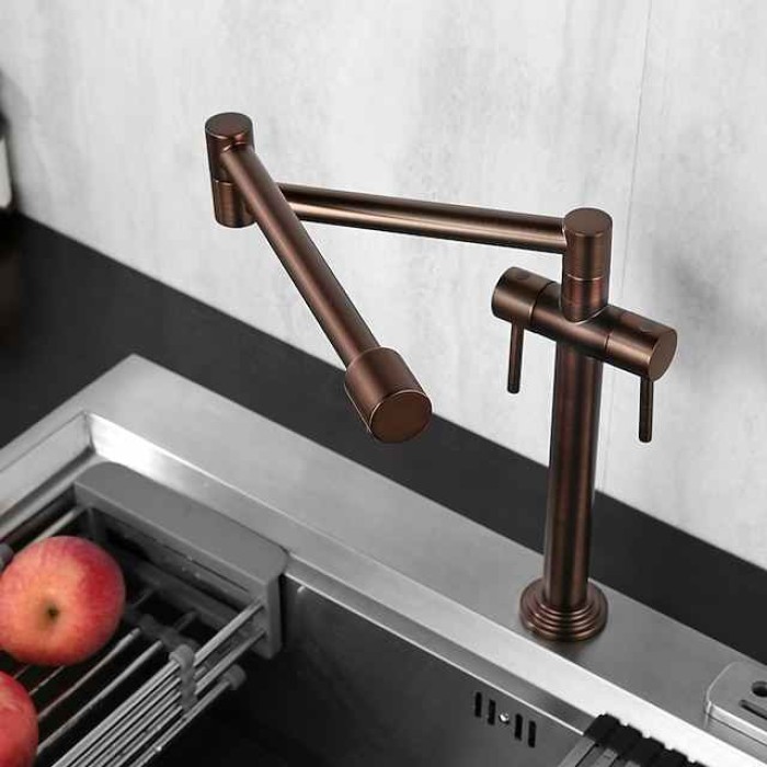 Foldable Kitchen Sink Mixer Faucet Deck Mounted, 360 Swivel Folding Single Handle Kitchen Vessel Taps