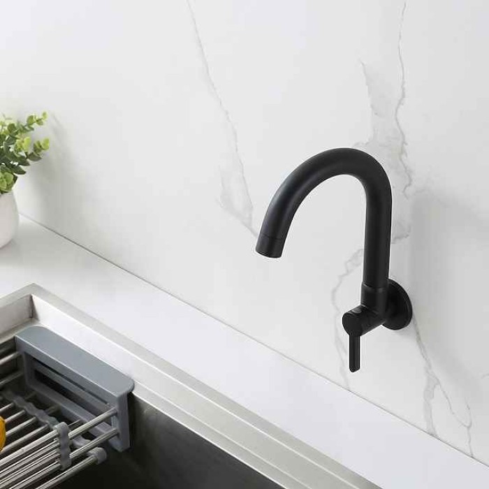 Kitchen faucet - Single Handle One Hole Chrome / Nickel Brushed / Painted Finishes Bar /Prep Wall Mounted Contemporary Kitchen Taps for Cold or Hot Water Only