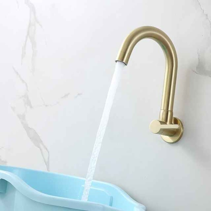 Kitchen faucet - Single Handle One Hole Chrome / Nickel Brushed / Painted Finishes Bar /Prep Wall Mounted Contemporary Kitchen Taps for Cold or Hot Water Only