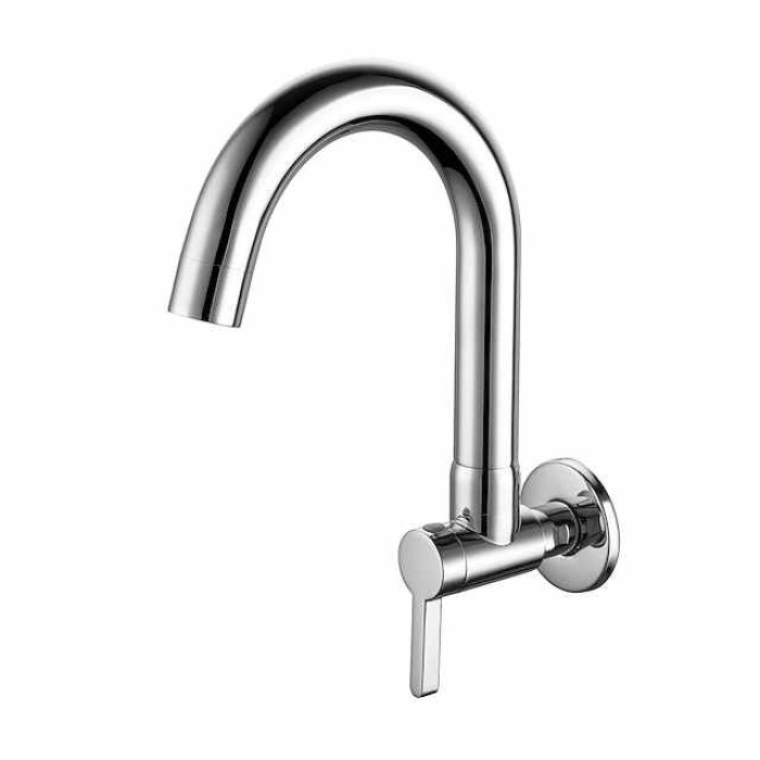 Kitchen faucet - Single Handle One Hole Chrome / Nickel Brushed / Painted Finishes Bar /Prep Wall Mounted Contemporary Kitchen Taps for Cold or Hot Water Only