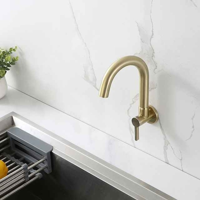 Kitchen faucet - Single Handle One Hole Chrome / Nickel Brushed / Painted Finishes Bar /Prep Wall Mounted Contemporary Kitchen Taps for Cold or Hot Water Only