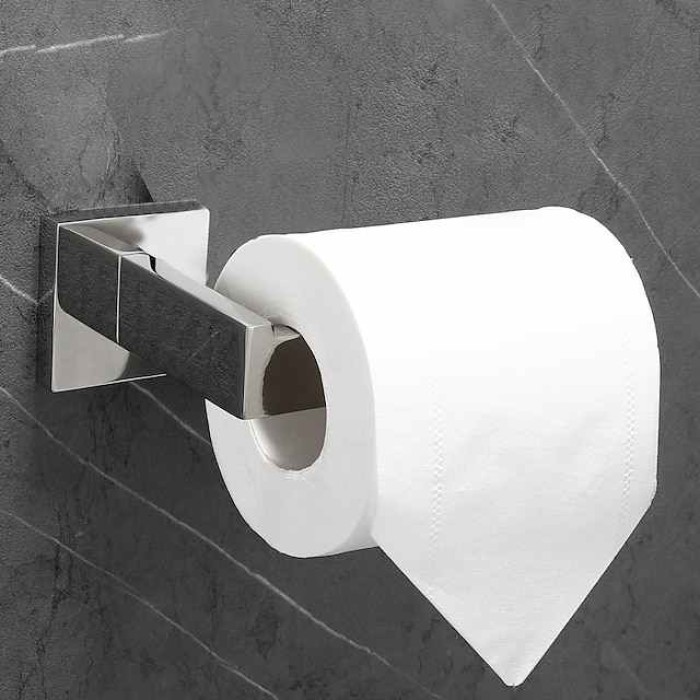 Wall Mounted Stainless Steel Bathroom Toilet Paper Holder,New Design Self-adhesive Creative Low-carbon Steel Metal Bathroom Decoration 1pc