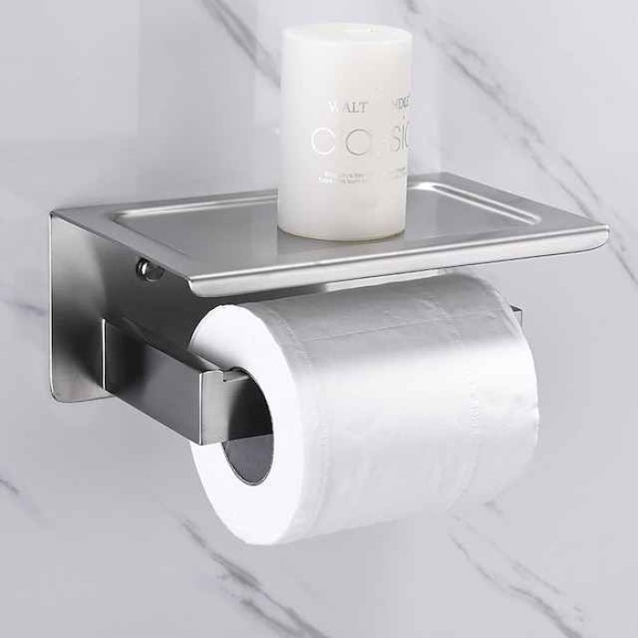 Wall Mounted Stainless Steel Bathroom Toilet Paper Holder,New Design Self-adhesive Creative Low-carbon Steel Metal Bathroom Decoration 1pc