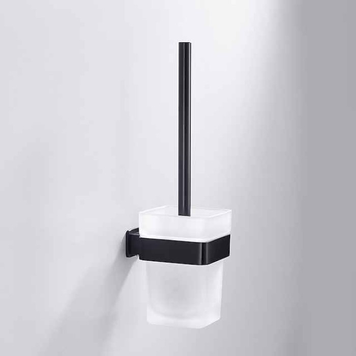 Toilet Brush with Holder,Wall Mounted Stainless Steel 304 Rubber Painted Toilet Bowl Brush and Holder for Bathroom