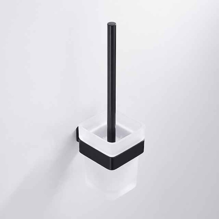 Toilet Brush with Holder,Wall Mounted Stainless Steel 304 Rubber Painted Toilet Bowl Brush and Holder for Bathroom