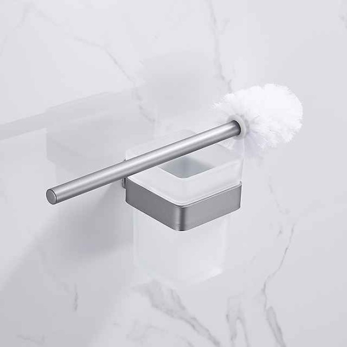 Toilet Brush with Holder,Wall Mounted Stainless Steel 304 Rubber Painted Toilet Bowl Brush and Holder for Bathroom