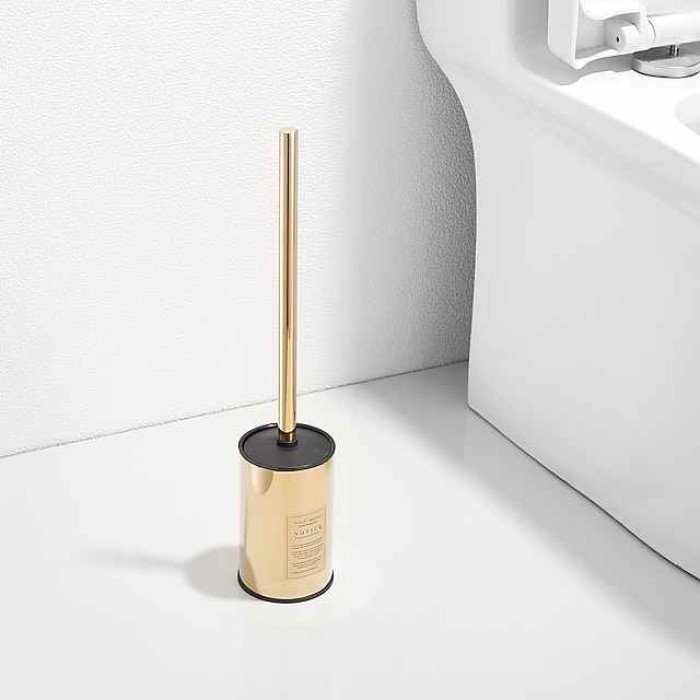 Toilet Brush with Holder,Floor Standing Stainless Steel 304 Rubber Painted Toilet Bowl Brush and Holder for Bathroom