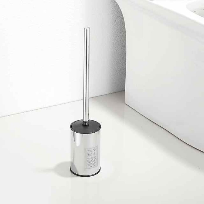 Toilet Brush with Holder,Floor Standing Stainless Steel 304 Rubber Painted Toilet Bowl Brush and Holder for Bathroom