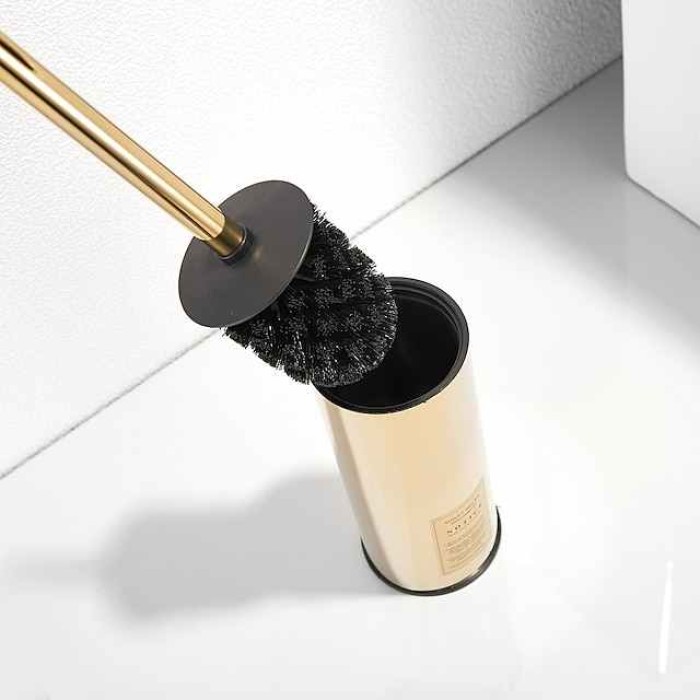 Toilet Brush with Holder,Floor Standing Stainless Steel 304 Rubber Painted Toilet Bowl Brush and Holder for Bathroom