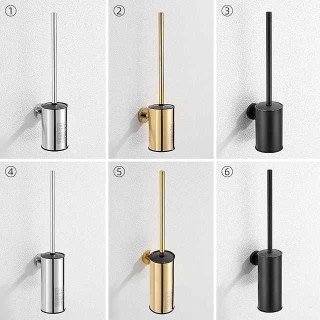 Toilet Brush with Holder,Round Stainless Steel 304 Rubber Painted Toilet Bowl Brush and Holder for Bathroom