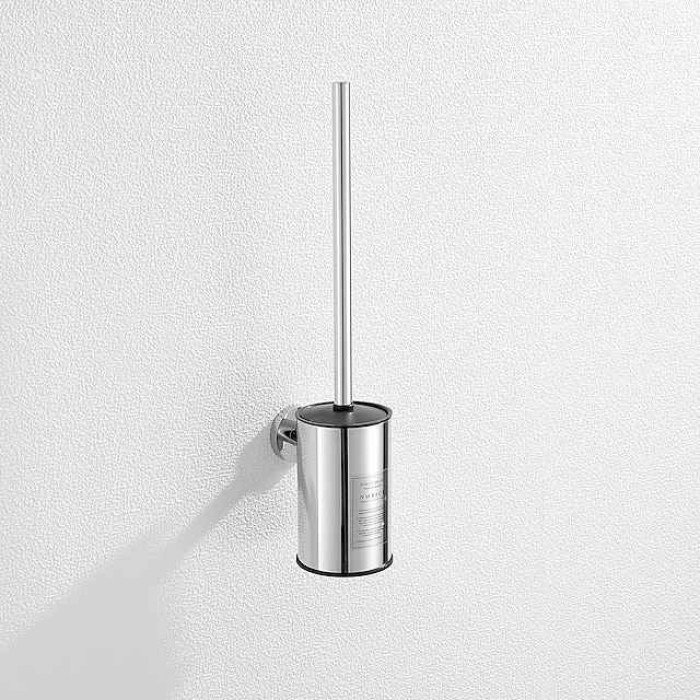 Toilet Brush with Holder,Round Stainless Steel 304 Rubber Painted Toilet Bowl Brush and Holder for Bathroom