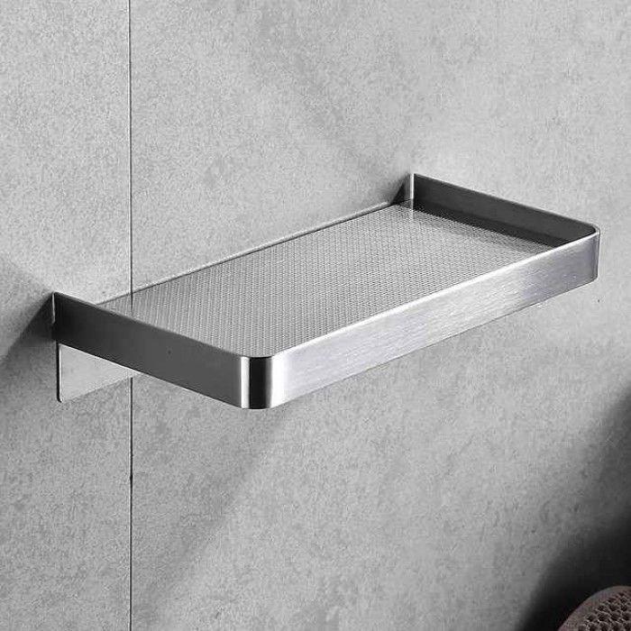 Bathroom Shelf Wall Mounted Storage Shelf,Stainless Steel Tray for Storing Mobilephones, Toilet Paper(Black/Chrome/Golden)