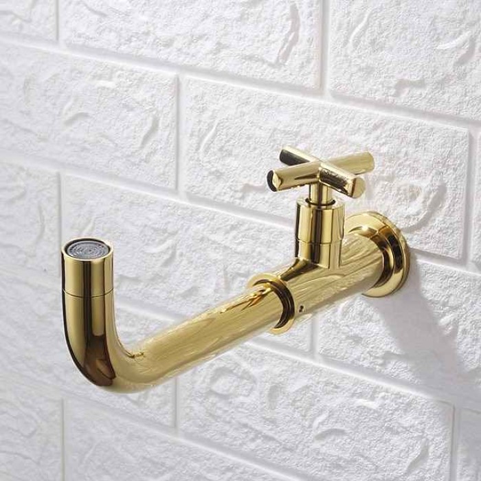 Bathroom Sink Faucet,Rotatable Wall Mount Industrial Style Single Handle One Hole Bath Taps with Cold Water Only