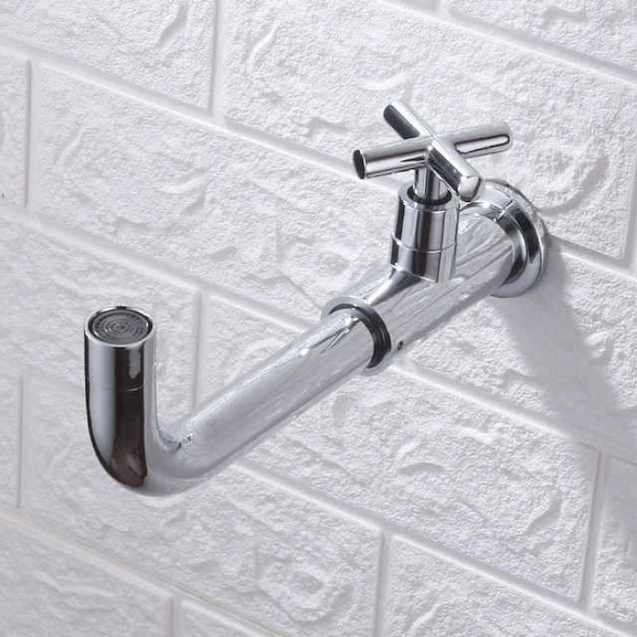 Bathroom Sink Faucet,Rotatable Wall Mount Industrial Style Single Handle One Hole Bath Taps with Cold Water Only