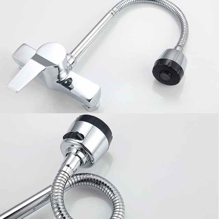 Kitchen Faucet - Single Handle One Hole Chrome Standard Spout Centerset Contemporary Kitchen Taps