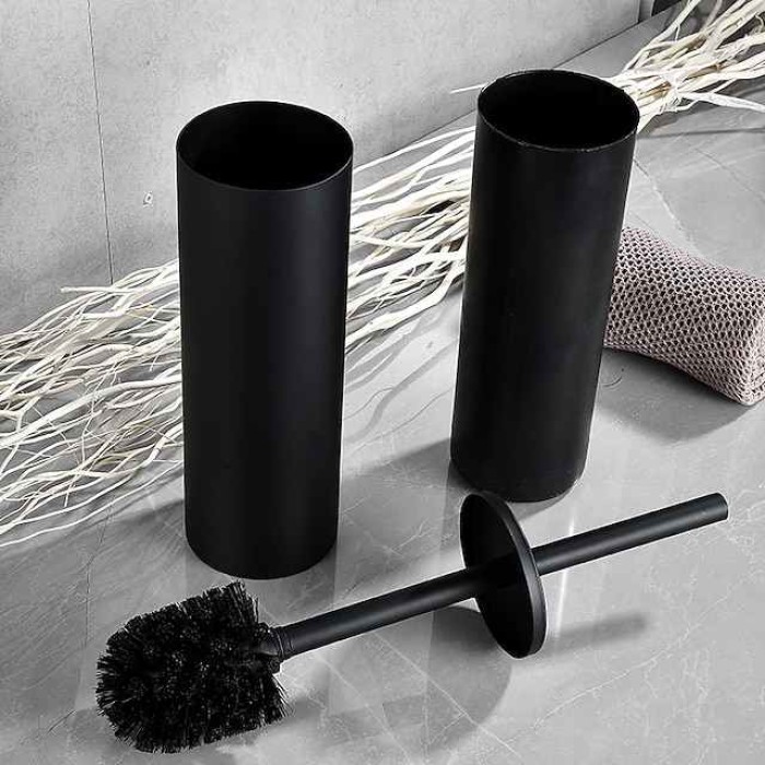 Toilet Brush with Holder,Round Stainless Steel 304 Rubber Painted Toilet Bowl Brush and Holder for Bathroom