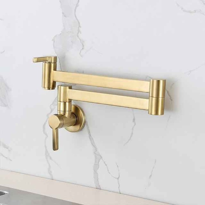 Kitchen Faucet,Wall Mounted Pot Filler Two Handles One Hole Contemporary Kitchen Taps