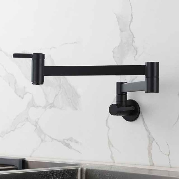 Kitchen Faucet,Wall Mounted Pot Filler Two Handles One Hole Contemporary Kitchen Taps