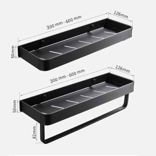 Bathroom Shelves Wall Mounted Black Storage Organizer Rack Bathroom Kitchen Bathroom Hardware Pendant Bathroom Shelf Space Aluminum Shower Rack Corner Shelf Square Bath Shower Shelf