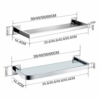 Modern Bath Toilet Rack Stainless Steel Tempered Glass Shelf Rack Shower Toiletries Rack Cosmetics Storage Rack