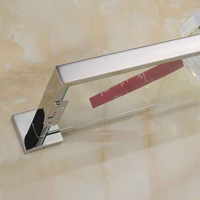 8mm Tempered Glass Toilet Shelf Bathroom Cosmetics Toiletries Storage Layer Shelf Thickened 304 Stainless Steel Mirror Bright Light Color, Various Specifications Are Available