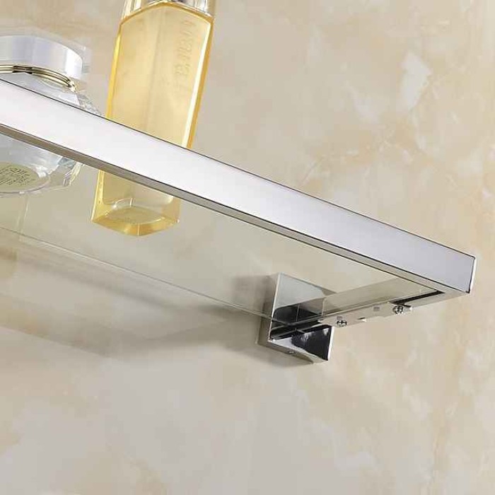 8mm Tempered Glass Toilet Shelf Bathroom Cosmetics Toiletries Storage Layer Shelf Thickened 304 Stainless Steel Mirror Bright Light Color, Various Specifications Are Available