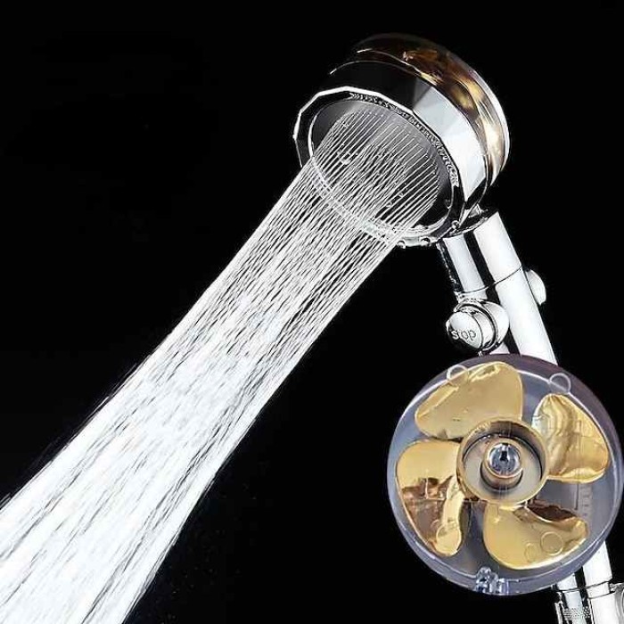 Shower Head Water Saving Flow 360 Degrees Rotating With Small Fan ABS Rain High-Pressure Spray Nozzle Bathroom Accessories