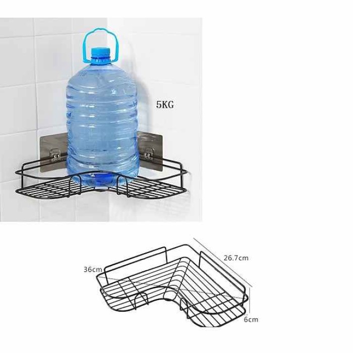 Bathroom Shelf with Hooks, Shower Caddy Rack, Bathroom Kitchen No Punching Triangle Storage Rack, Bathroom Accessories