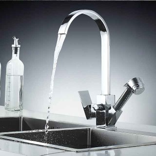 Kitchen Faucet - Single Handle Two Holes Electroplated Pull-Out / &Shy;Pull-Down / Standard Spout / Tall / &Shy;High Arc Centerset Contemporary Kitchen Taps