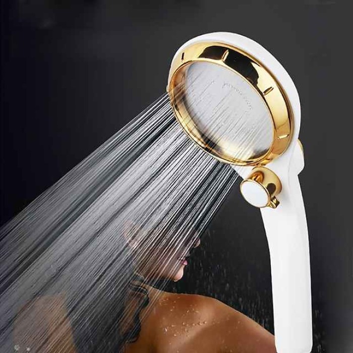 High Pressure Shower Head with Stop Button Water Pressure Adjustable Exquisite Spray Saving Large Panel ABS Shower Spray Nozzle Handhold Shower head Water Saving Stepless Adjustable Button Rotating