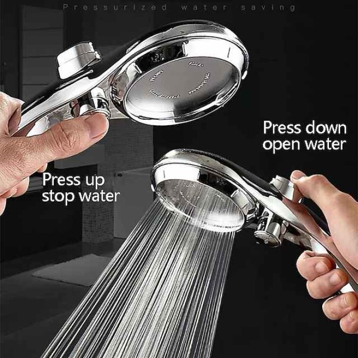 High Pressure Shower Head with Stop Button Water Pressure Adjustable Exquisite Spray Saving Large Panel ABS Shower Spray Nozzle Handhold Shower head Water Saving Stepless Adjustable Button Rotating