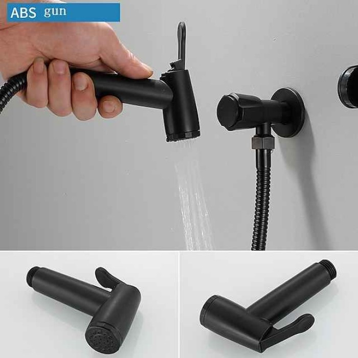 304 Stainless Steel ABS Hand-held Bidet Simple Black Shower Sprayer Wash Butt Hand Wash Black Toilet Companion Spray Gun