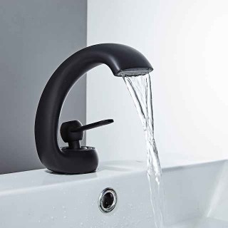 Bathroom Sink Faucet - Waterfall Chrome / Oil-rubbed Bronze / Nickel Brushed Centerset Single Handle One HoleBath Taps