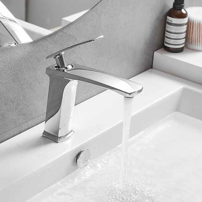 Bathroom Sink Faucet - Classic / Waterfall Nickel Brushed / Electroplated / Painted Finishes Centerset Single Handle One HoleBath Taps