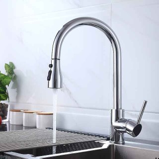 Kitchen Faucet - Single Handle One Hole Chrome / Nickel Brushed / Electroplated Pull-out / Pull-down / Standard Spout Centerset Modern Contemporary Kitchen Taps