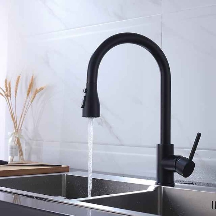 Kitchen Faucet - Single Handle One Hole Chrome / Nickel Brushed / Electroplated Pull-out / Pull-down / Standard Spout Centerset Modern Contemporary Kitchen Taps