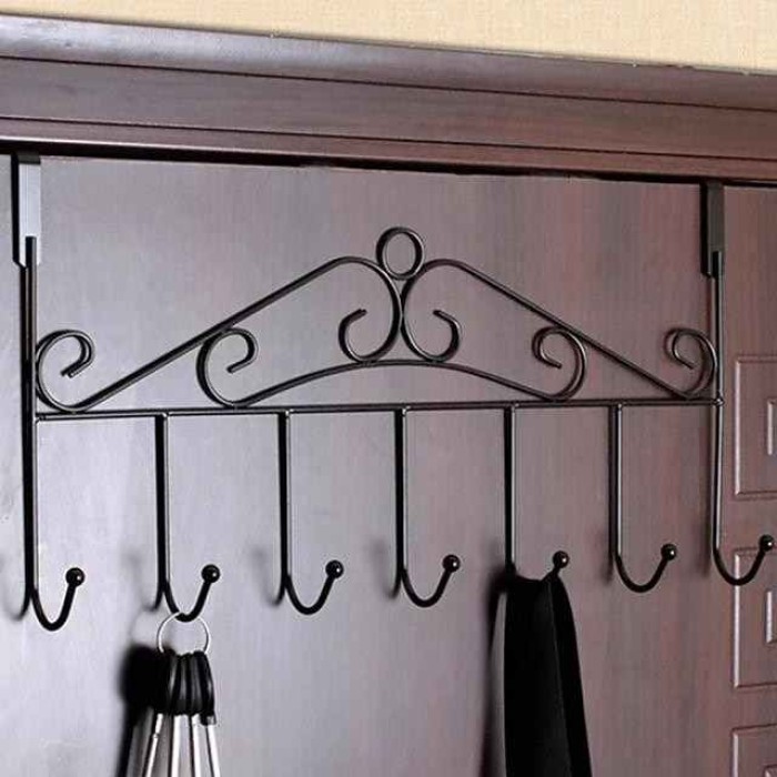 Over Door Hanger with 7 Hooks,Metal Over The Door Towel Hook,Decorative Overdoor Organizers,Hanging Storage Rack for Hat,Coats,Purses,Scarves,Clothes,Jackets,Belt,Bedroom,Bathroom,Closet