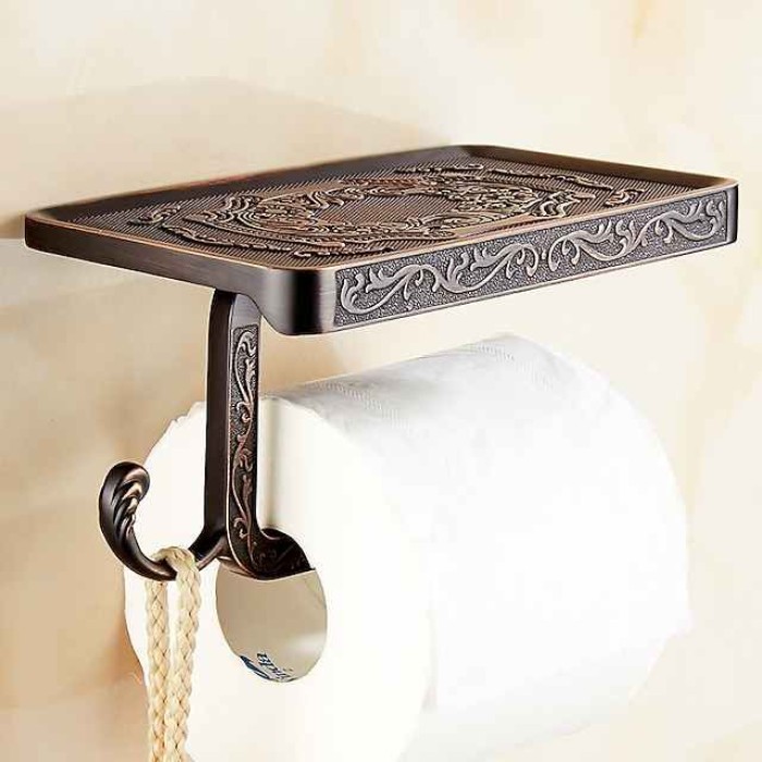 Retro Toilet Paper Holder Mobile Phone Storage Shelf Holder Wall Mounted Rack Toiletpaper holder Bathroom Decor Organization and Storage Toilet Paper Holder Toilet Paper Holder Stand