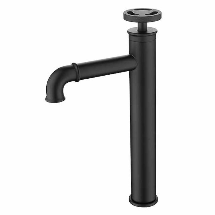 Bathroom Sink Faucet,Single Handle Tall Vessel Sink Black/Gold Vanity Bathroom Faucet Basin Mixer Tap Brass Body